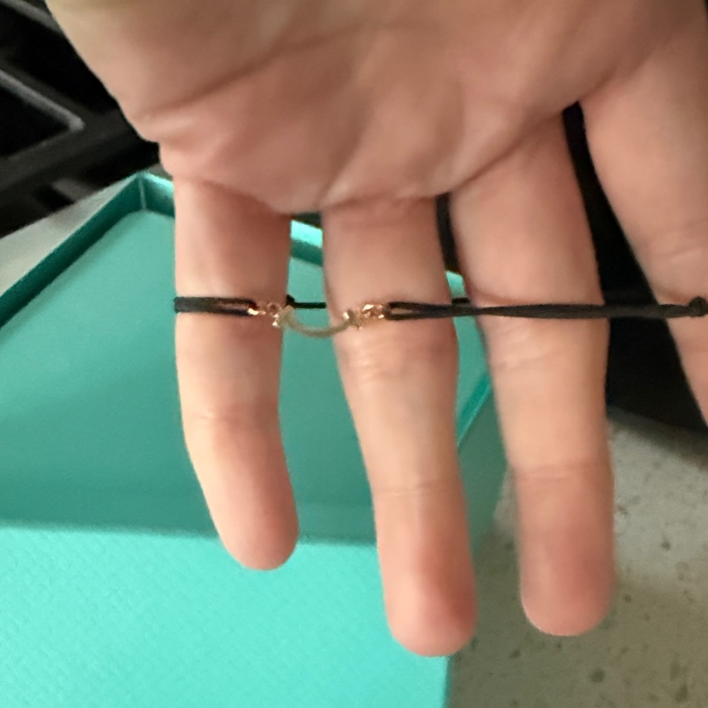 Tiffany & Co. Silver Charm on Black Cord Bracelet - Picture 2 of 4